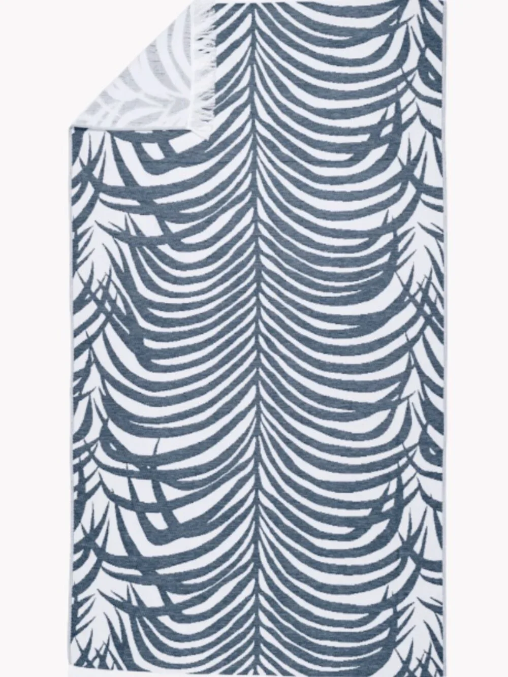 Matouk Schumacher Zebra Palm Beach Towel Navy & White 40